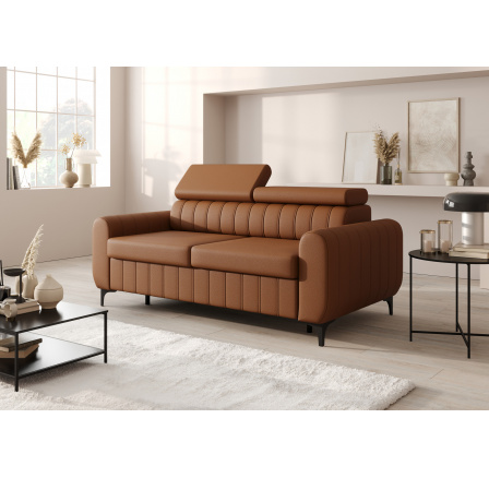 SOFA ZOYA 180 CM ZE STELAŻEM WŁOSKIM- SKÓRA NATURALNA - Skóra pomarańczowa