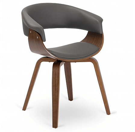 Krzesło GARY Ekoskóra Szare/Orzech