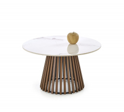 CARINA dohányzóasztal, bézs márvány / dió hatás