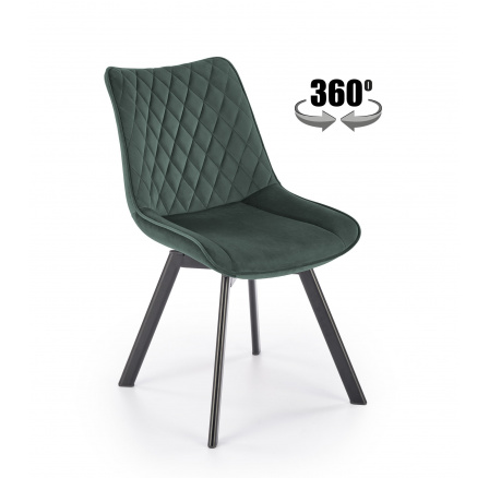 Forgó étkezőszék K520, Sötétzöld/Fekete