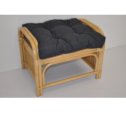 Ratanová taburetka Ear medová polstr tmavě šedý melír