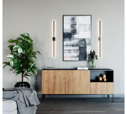 Lanzzi 180 Komoda Czarny Mat /Dąb Artisan Czarny Mat, Dąb Artisan 180x80