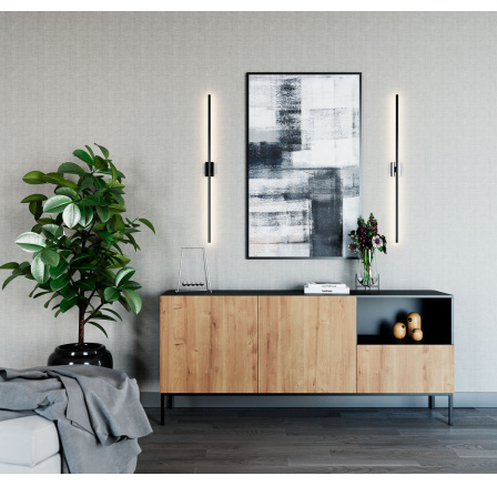 Lanzzi 180 Komoda Czarny Mat /Dąb Artisan Czarny Mat, Dąb Artisan 180x80