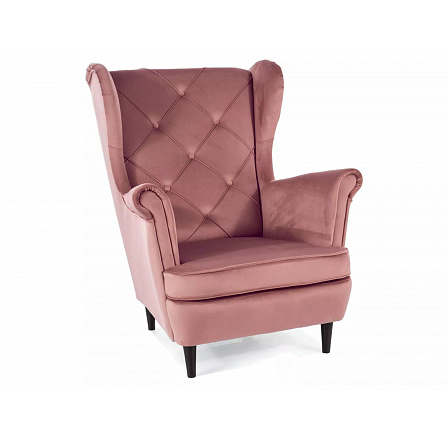 LADY Velvet fotel, ódon rózsaszín Bluvel 52/wenge