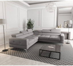 NAROŻNIK SKÓRA NATURALNA TOSCANIA MAX 250×250 - prawa , Skóra szara