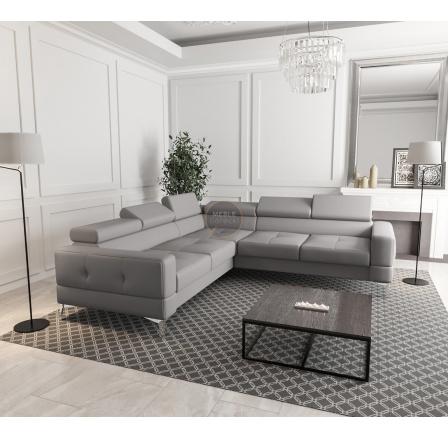 NAROŻNIK SKÓRA NATURALNA TOSCANIA MAX 250×250 - prawa , Skóra szara