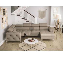 NAROŻNIK ORION MAX III RELAX Z FUNKCJĄ SPANIA 165x320x190 CM - Odcienie beżu , lewa