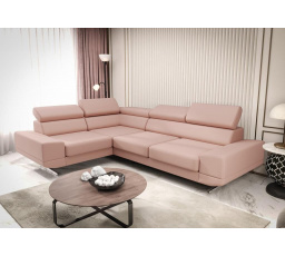 NAROŻNIK MILANO II SKÓRA NATURALNA - Skóra pudrowy róż , lewa