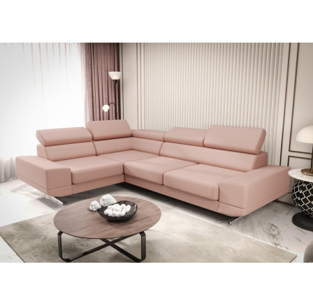 NAROŻNIK MILANO II SKÓRA NATURALNA - Skóra pudrowy róż , lewa