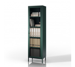 Üvegezett vitrin keskeny palackzöld Modern LUIGI 500 x 1800 x 350 mm