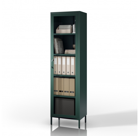 Üvegezett vitrin keskeny palackzöld Modern LUIGI 500 x 1800 x 350 mm Üvegezett vitrin keskeny palackzöld Modern LUIGI 500 x 1800 x 350 mm