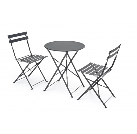 LIVORNO kerti szett (asztal és 2 szék), fekete