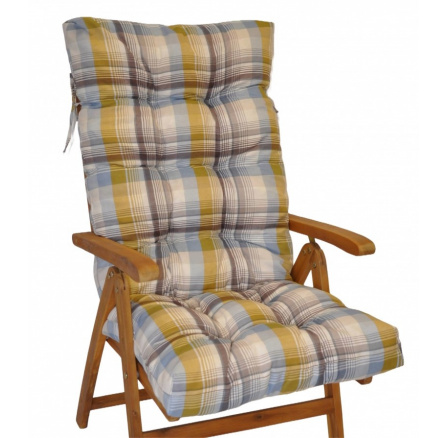 Polstr na teakové zahradní křeslo vysoké - látka UNIKO žlutá kostka