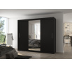 Tolóajtós szekrény tükörrel DENIS 250 Fekete+Fekete