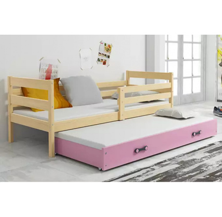 ERYK PODWÓJNE RAMA SOSNA SZUFLADA RÓŻOWY BEZ MATERACY 80 X 190 KPL