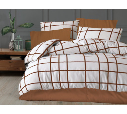 Povlečení francouzské krep 220x220, 70x90 Káro hnědé