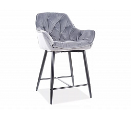 CHERRY H-2 Velvet bárszék, fekete/szürke Bluvel 14