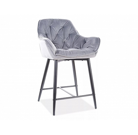 CHERRY H-2 Velvet bárszék, fekete/szürke Bluvel 14