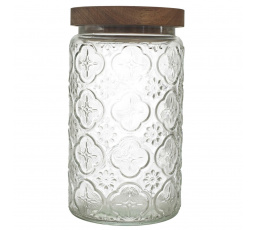 Cisele üveg akácfa fedéllel 1l hímzés