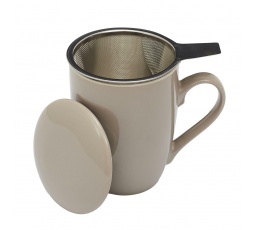 Bézs Mira bögre infúzióval és fedéllel