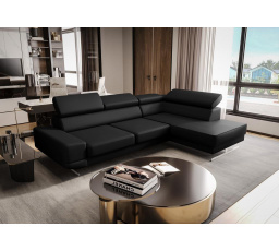 NAROŻNIK SKÓRZANY MILANO I - prawa , Odcienie czarnego