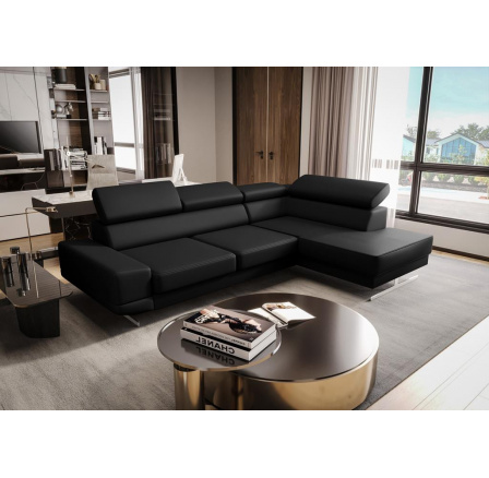 NAROŻNIK SKÓRZANY MILANO I - prawa , Odcienie czarnego