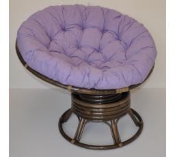 Ratanový papasan houpací hnědý polstr fialový melír