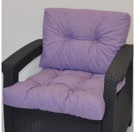Polstr na křeslo z umělého ratanu - látka fialový melír