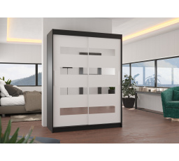 Tolóajtós szekrény tükörrel BALTIC 150 Fekete+Fehér