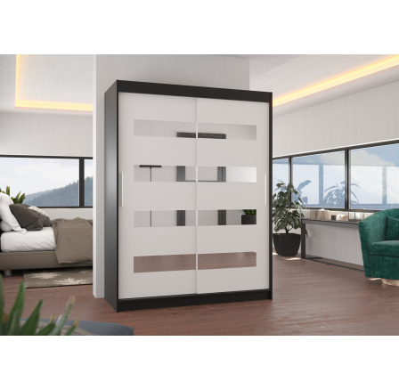 Tolóajtós szekrény tükörrel BALTIC 150 Fekete+Fehér