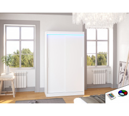 Tolóajtós szekrény LED világítással COLLIN 120 Fehér+Fehér