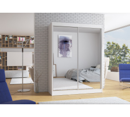 Tolóajtós szekrény tükörrel FLOREST 150 Fehér+Fehér