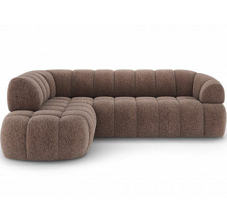Tontano corner sofa with sleeping function and electrically extendable seat, brown chenille, left-hand side Kendell 21 183x77 Left