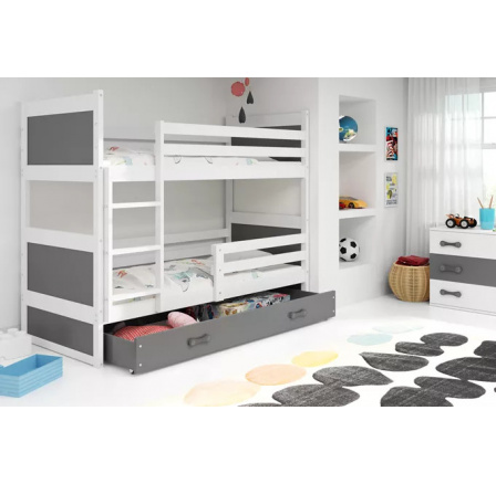 RICO PIĘTROWE RAMA BIAŁY WYPEŁNIENIA GRAFIT SZUFLADA GRAFIT 90 X 200 KPL