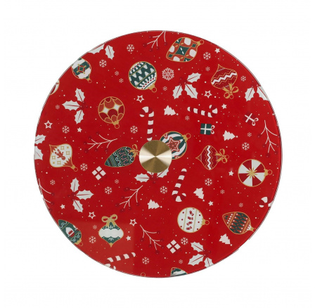 Piros forgatható tortatál 28 cm