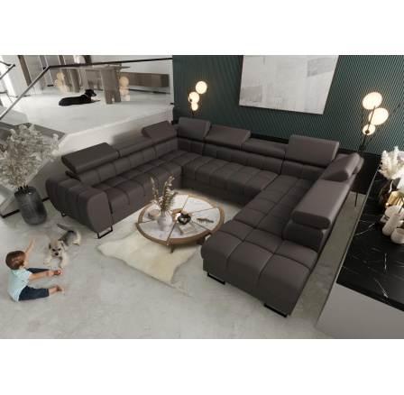 NAROŻNIK ASPEN MAX I 265x350x225 CM SKÓRA NATURALNA - lewa , Skóra szara