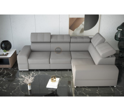 NAROŻNIK ROYAL II 280×210 SKÓRA NATURALNA - prawa , Skóra szara