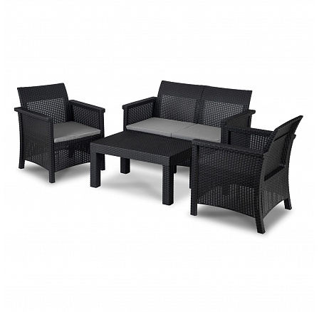 Zestaw Mebli Ogrodowych BRENTA Czarny/Szary