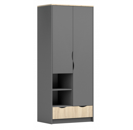 2 ajtós szekrény - JOY II 06, Szürke/Dub Artisan