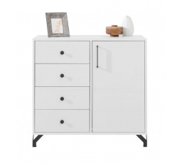 BERGEN komód - BE7, Fehér Lux + Fehér magasfényű