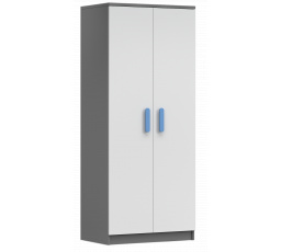 2D SMYK II - 06 Gardróbszekrény, Szürke/Fehér/Kék