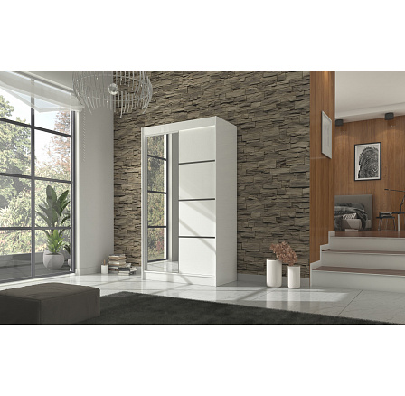 GILTON 120 ruhásszekrény, Fehér/Fehér