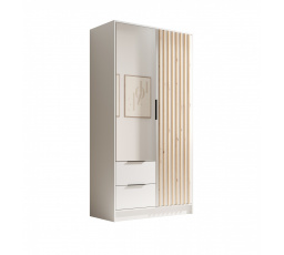 Neri 100 gardróbszekrény tükrökkel Fehér+Fehér