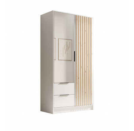 Neri 100 gardróbszekrény tükrökkel Fehér+Fehér