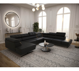 NAROŻNIK EMPORIO MAX II 300X350X180 - prawa , Eko Skóra Czarna