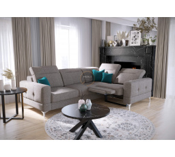 NAROŻNIK MALIBU RELAX Z FUNKCJĄ SPANIA 185x250 CM - prawa , Odcienie szarości