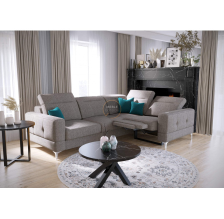 NAROŻNIK MALIBU RELAX Z FUNKCJĄ SPANIA 185x250 CM - prawa , Odcienie szarości