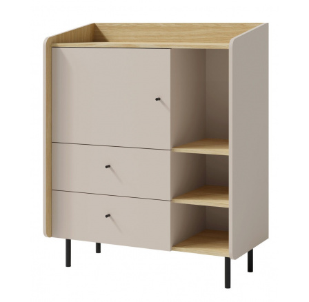 ALESSIO AE 9 komód, Bézs-homok/Tölgy olajozott