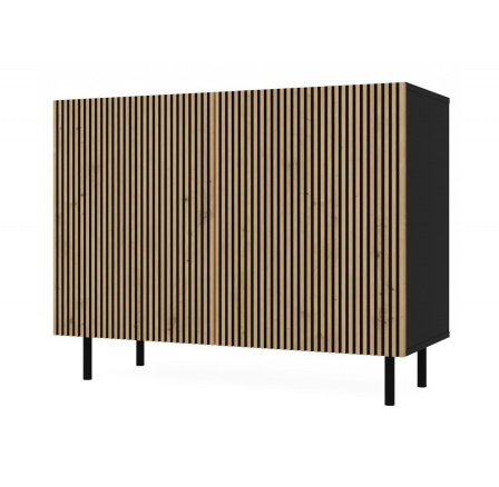 Komoda KARIS 2D-L, Černá/Dub artisan