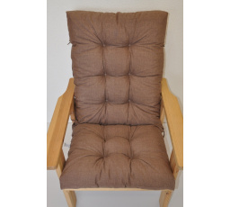 Polstr na zahradní křeslo vysoké široké - látka hnědý melír